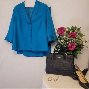 Le Suit Turquoise Skirt Suit - Women's Size 24W